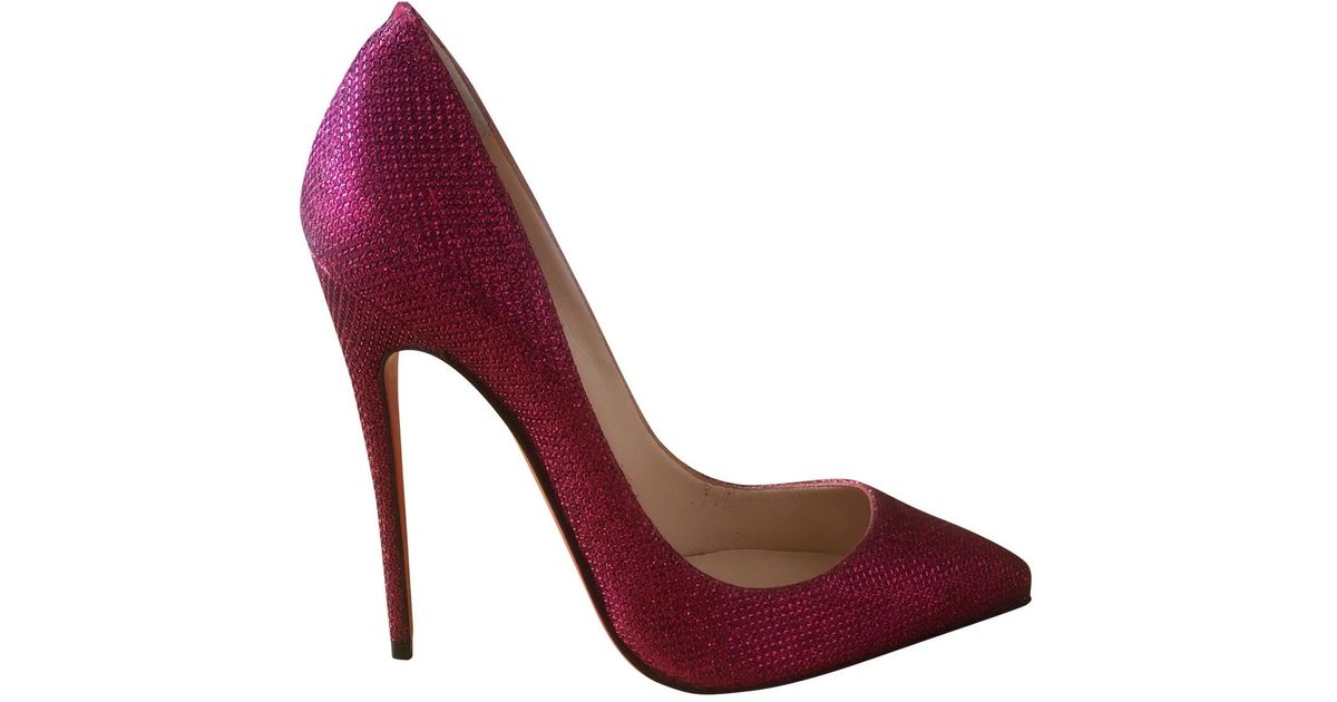 Christian Louboutin Cloth Heels in Pink - Lyst