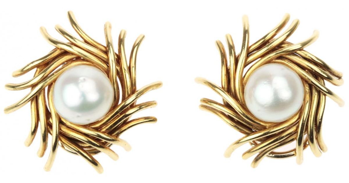 Lyst Tiffany Co Schlumberger Yellow Gold Earrings In