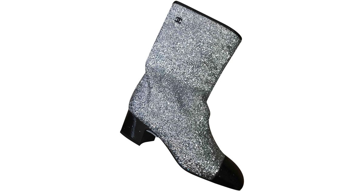 chanel boots glitter