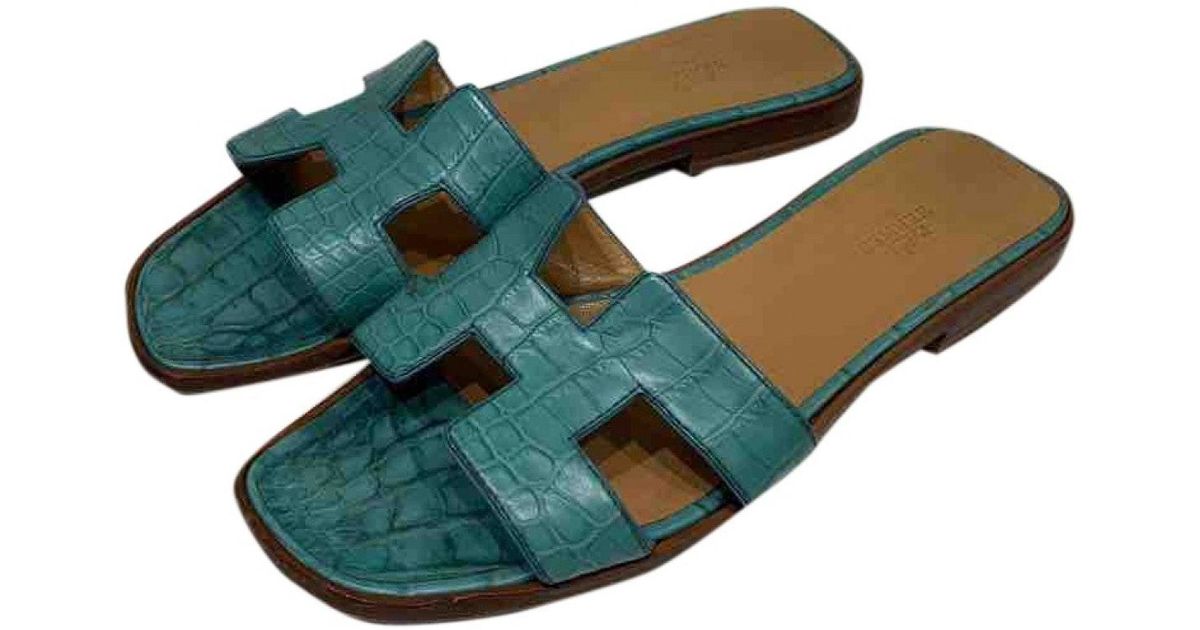 hermes oran sandals black patent