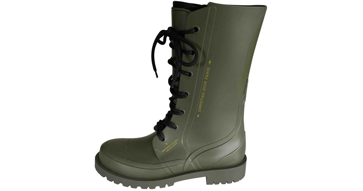 Dior Camp Green Rubber Boots - Lyst