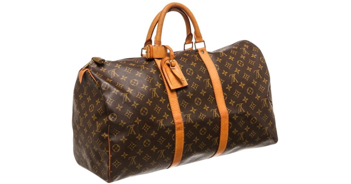 Louis Vuitton Canvas Pre-owned Keepall Travel Bag in Brown - Lyst