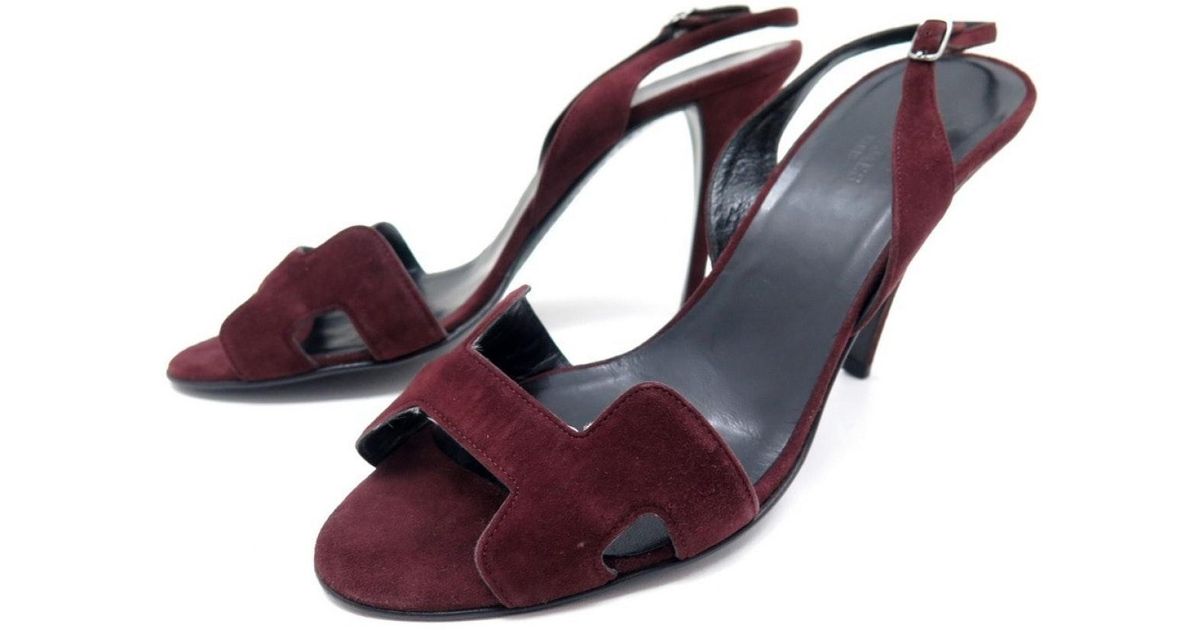 burgundy suede sandals