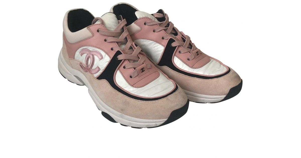 pink suede chanel sneakers