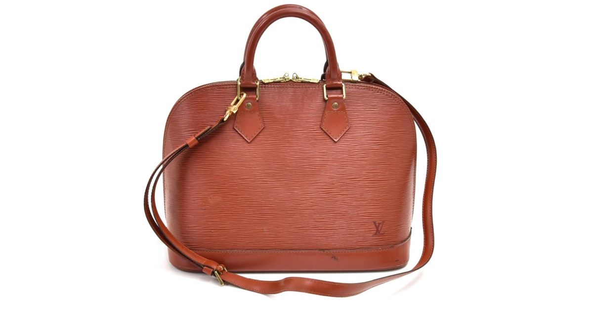 Louis Vuitton Alma Leather Handbag in Brown - Lyst