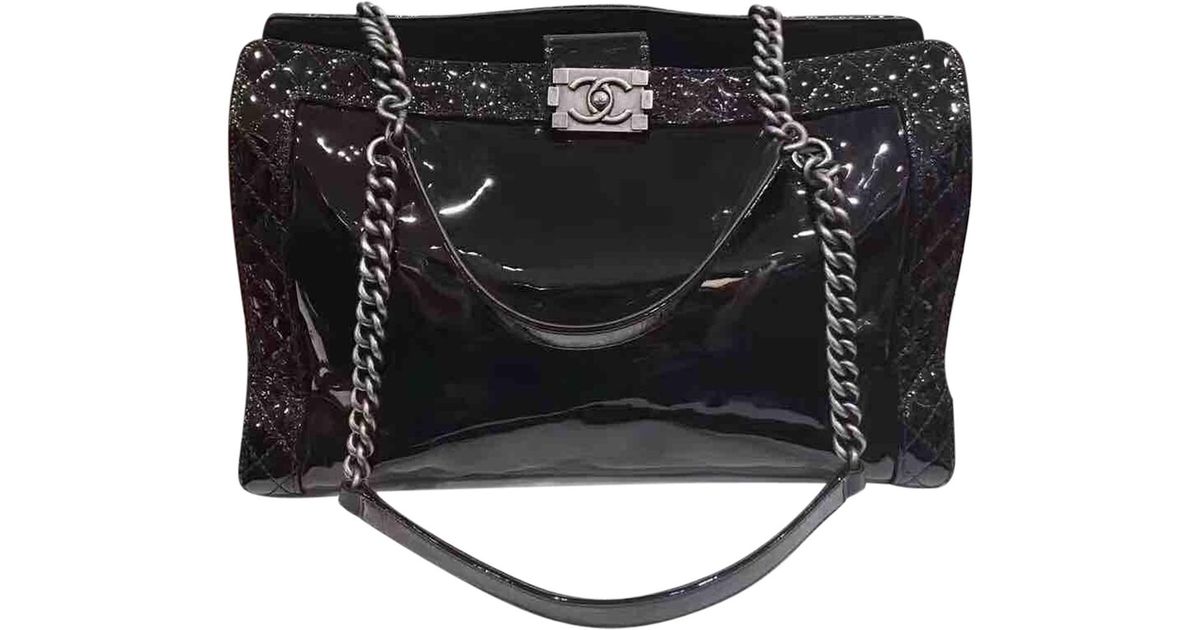 chanel patent leather tote bag