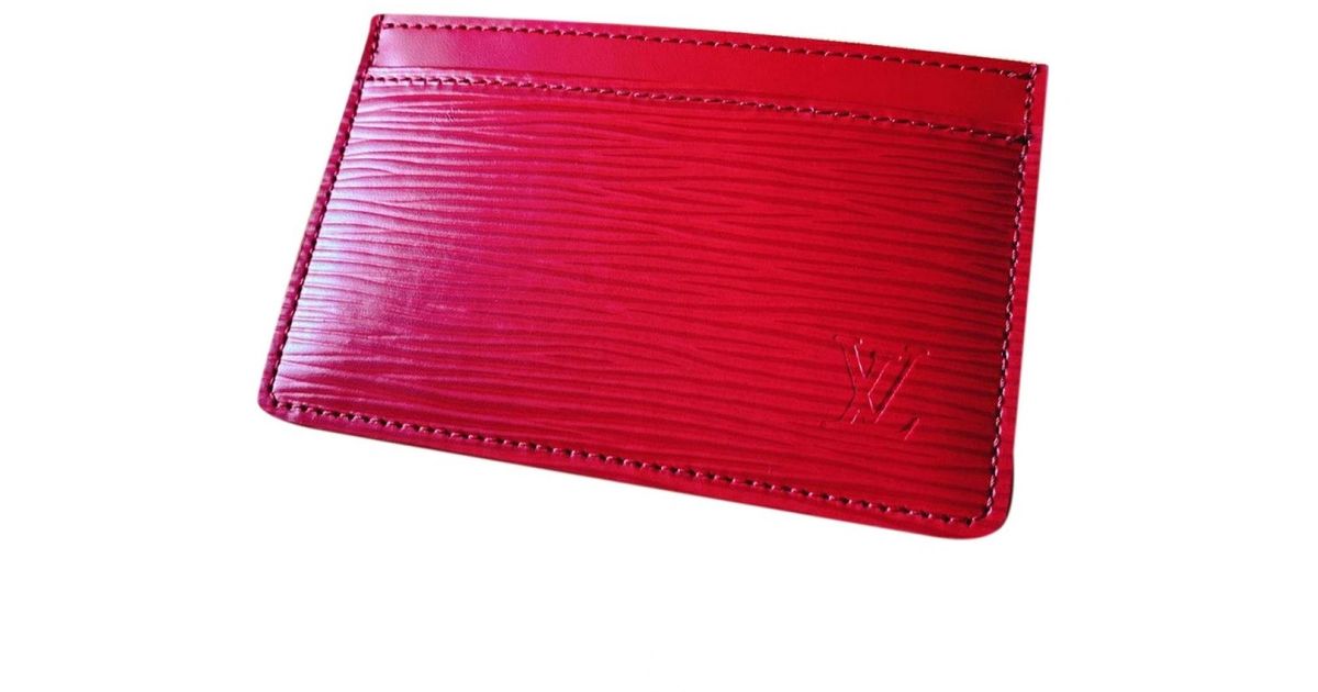 Louis Vuitton Leather Card Wallet in Pink - Lyst