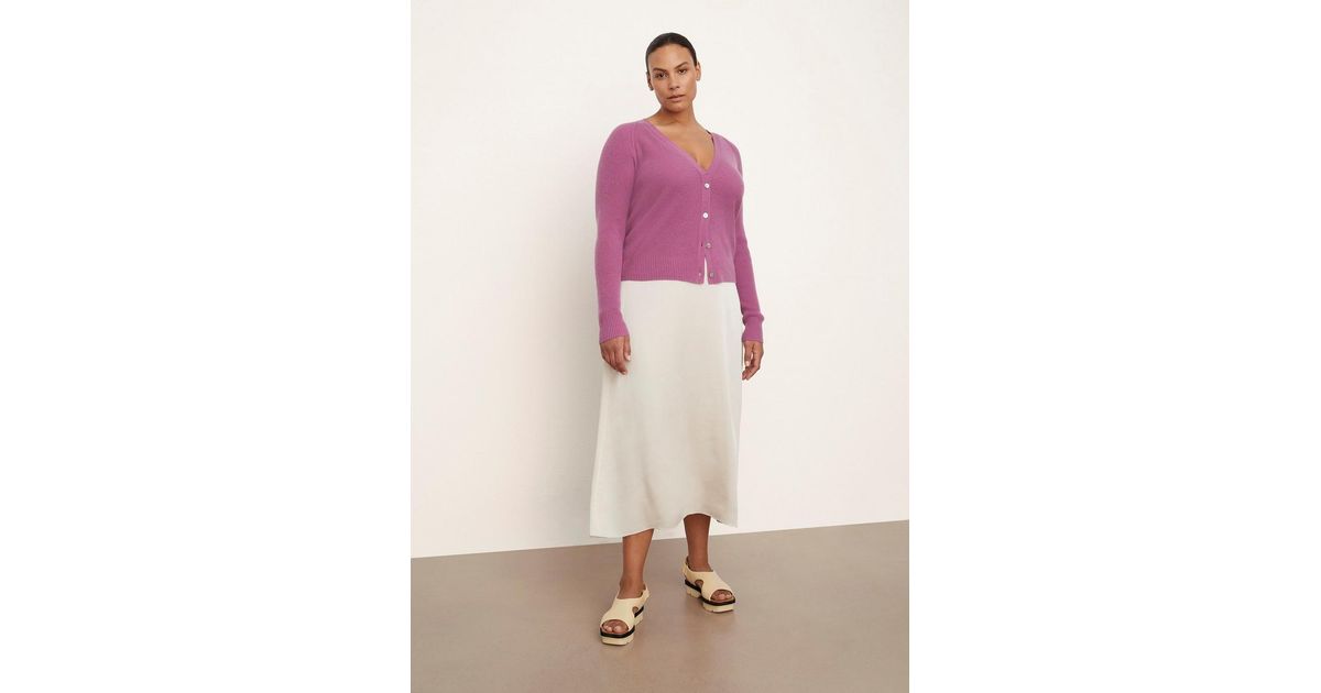 Vince Cashmere Ribbed Raglan Cardigan, Pink, Size 3xl Lyst