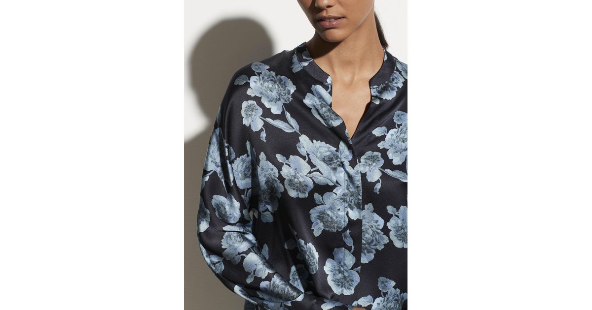 vince tapestry floral silk popover blouse