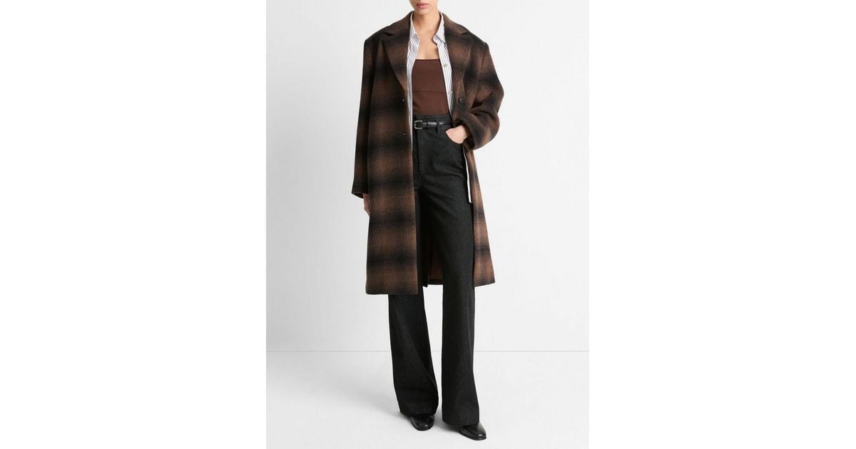 Shadow Plaid Wool Blend Car Coat Vince Wool-blend Plaid Car Coat