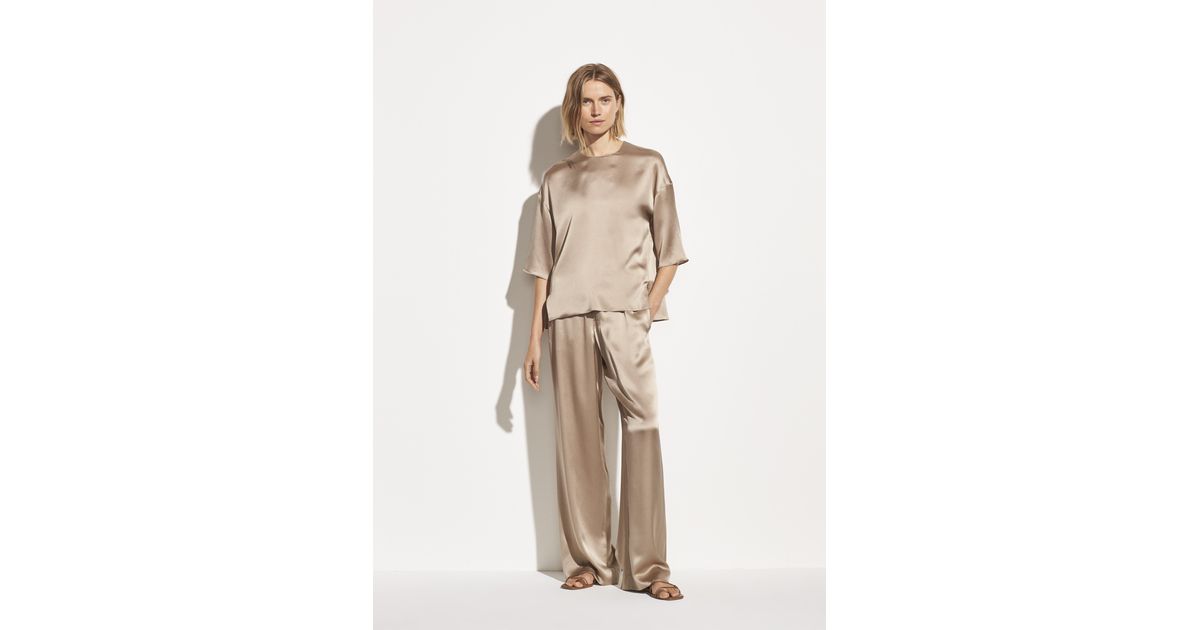 Vince Satin Pajama Pant in Taupe (Natural) | Lyst