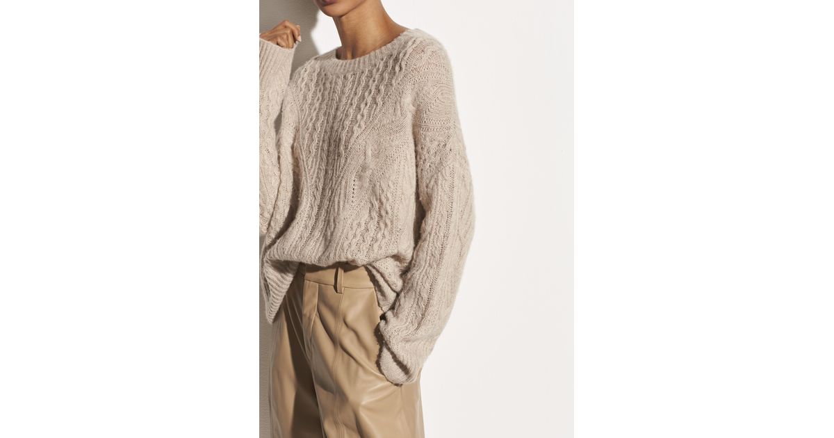 vince open knit cashmere cable crew