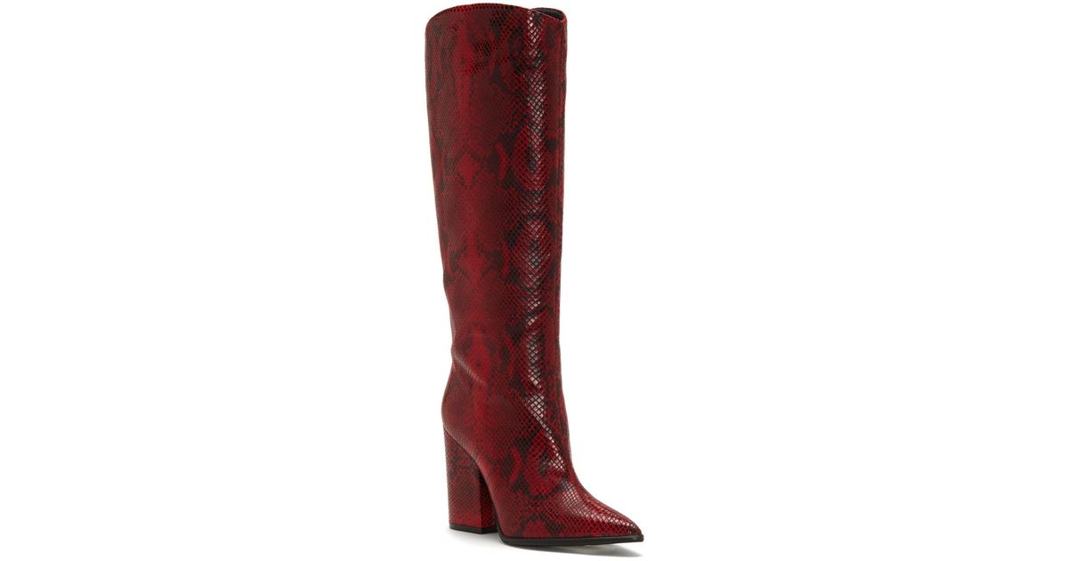 vince camuto snakeskin over the knee boots