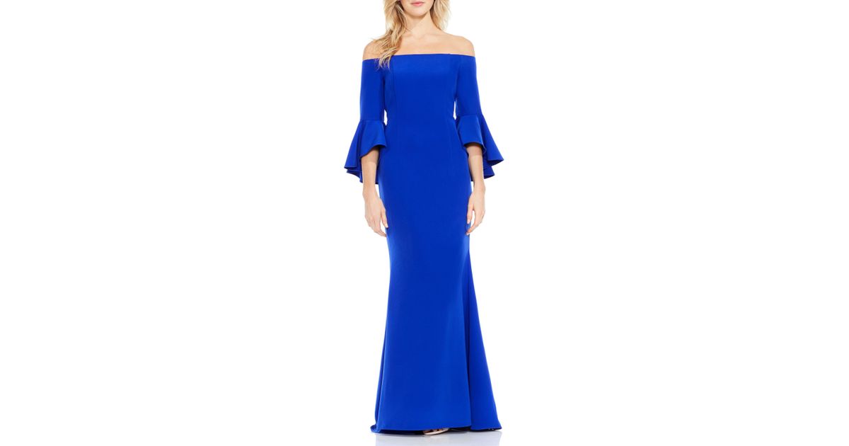 vince camuto off the shoulder bell sleeve gown