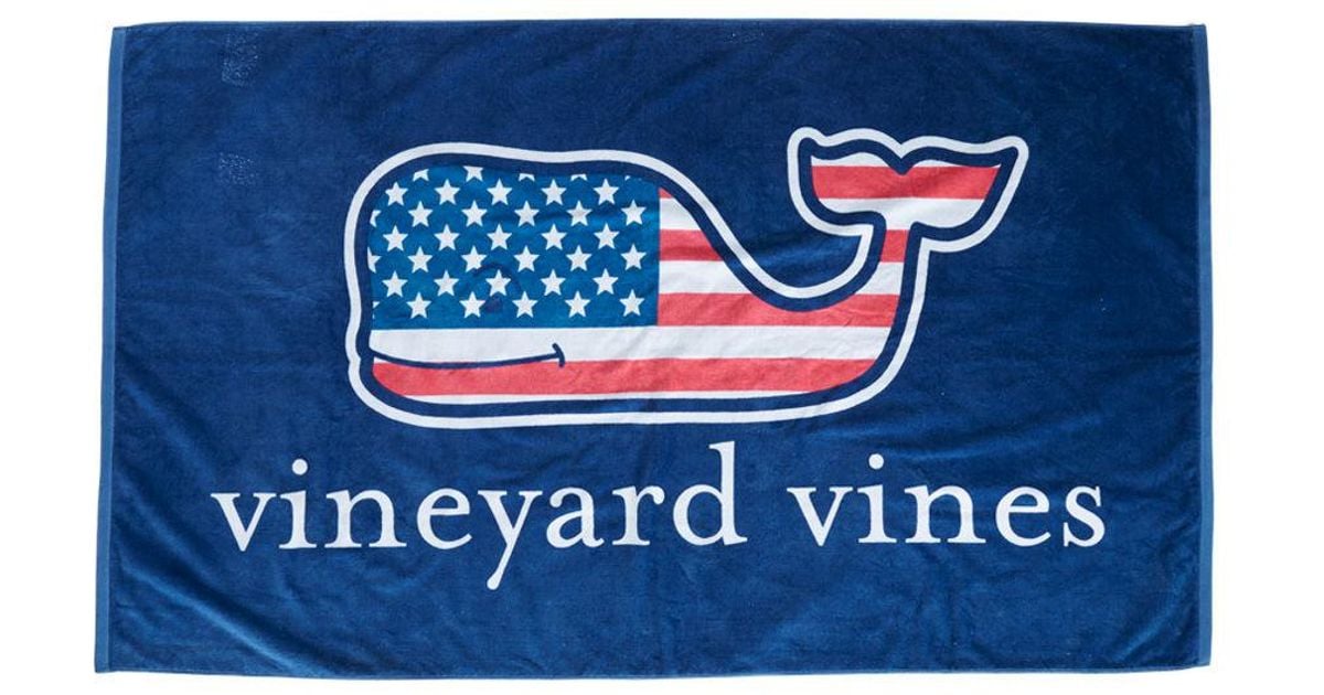 Vineyard Vines Blue Flag Whale Beach Towel For Men