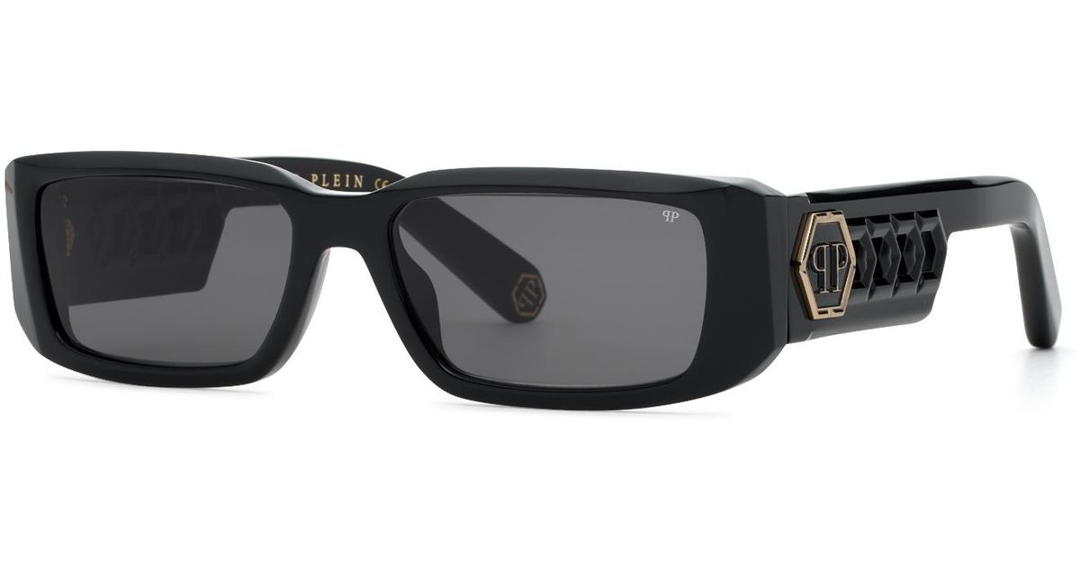 Philipp Plein Spp240M Plein Icon Edge 700 Sunglasses Acetate Smoke ...