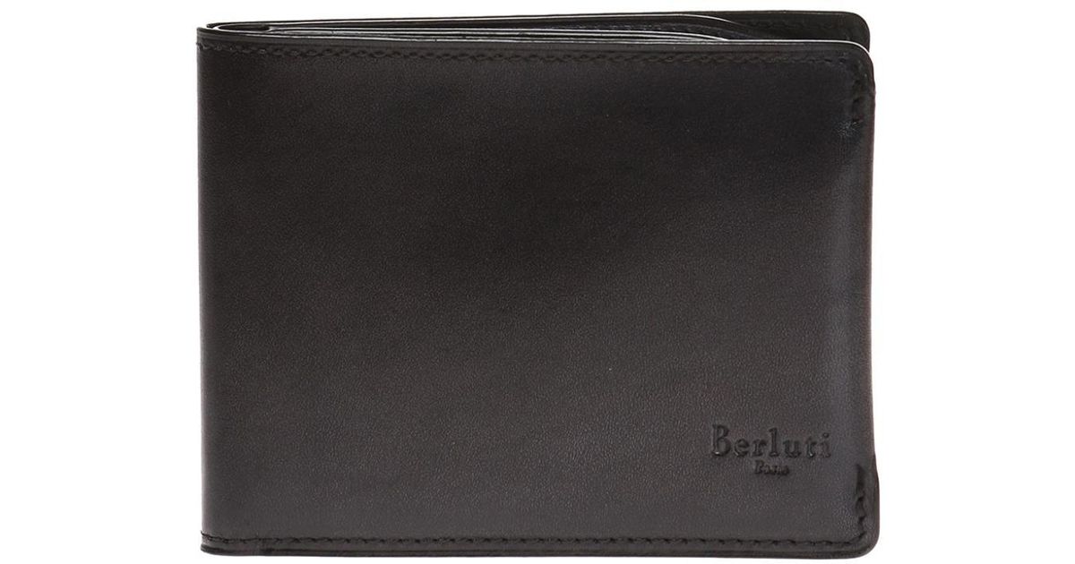Berluti Leather Bi-fold Wallet With Logo in Black for Men - Lyst