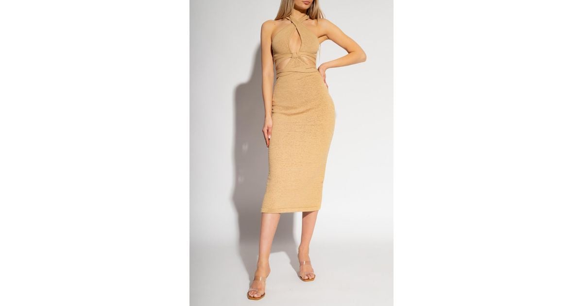 Cult Gaia Cotton 'aziza' Cut-out Dress in Beige (Natural) | Lyst