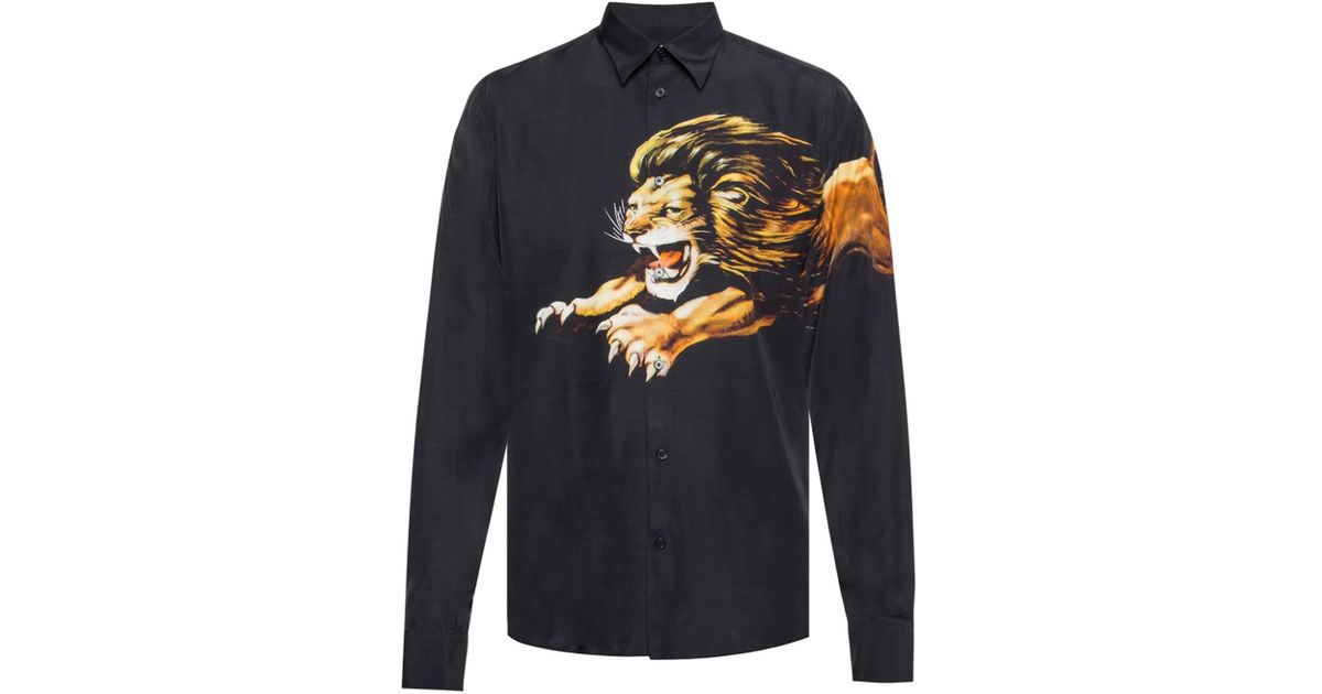 black shirt with lion motif