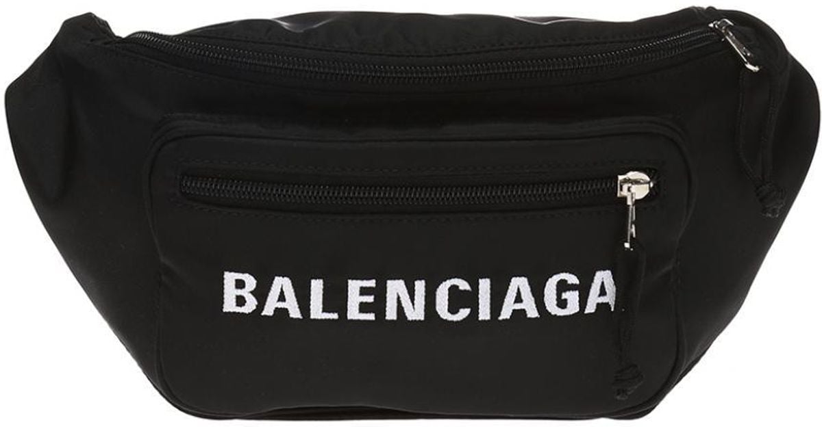 Balenciaga 'wheel' Waist Bag With Embroidered Logo in Black for Men Lyst