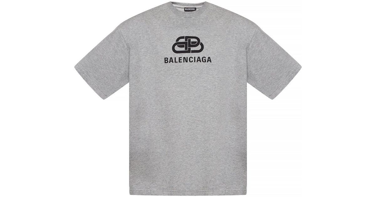 balenciaga grey logo t shirt