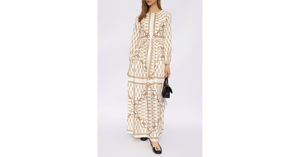 Tory Burch Silk Dress in Natural | Lyst