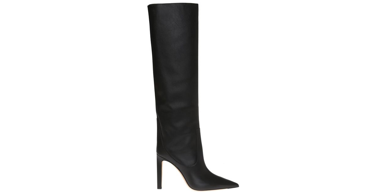 Jimmy Choo Leather 'mavis' Heeled Knee-high Boots in Black Cream (Black ...
