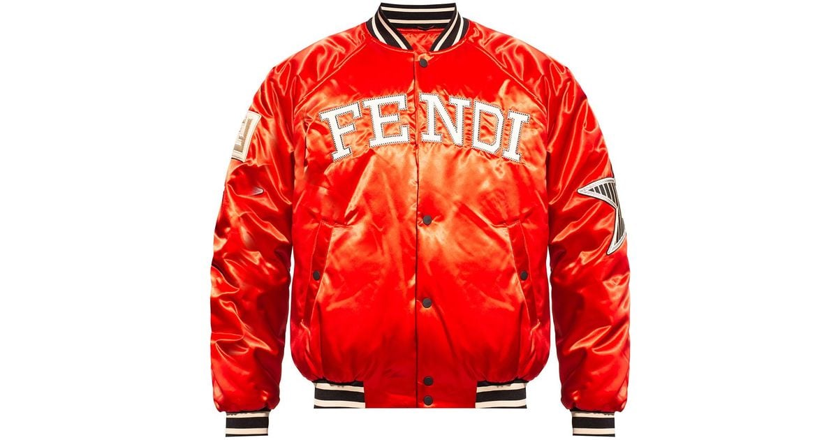 Fendi Bomber Jacket With Logo in Red for Men | Lyst