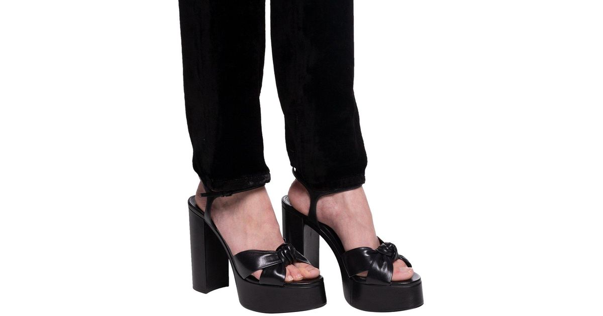 Saint Laurent Leather 'bianca' Heeled Sandals in Black | Lyst