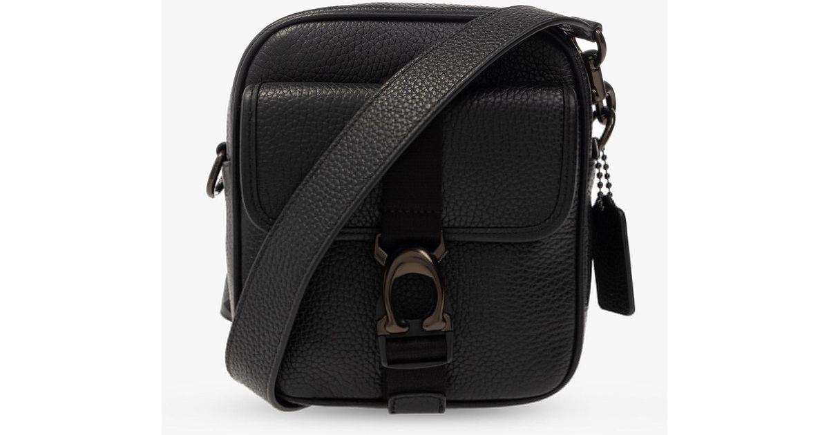 COACH Leather Shoulder Bag in Black | Lyst