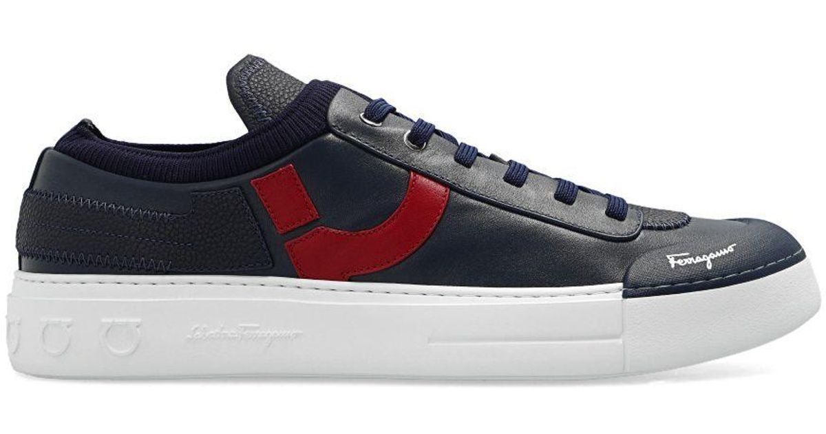Mens Notion I Salvatore Ferragamo Leather Sneakers Salvatore Ferragamo Manhattan White Red Leather Men Sneaker  main image 4