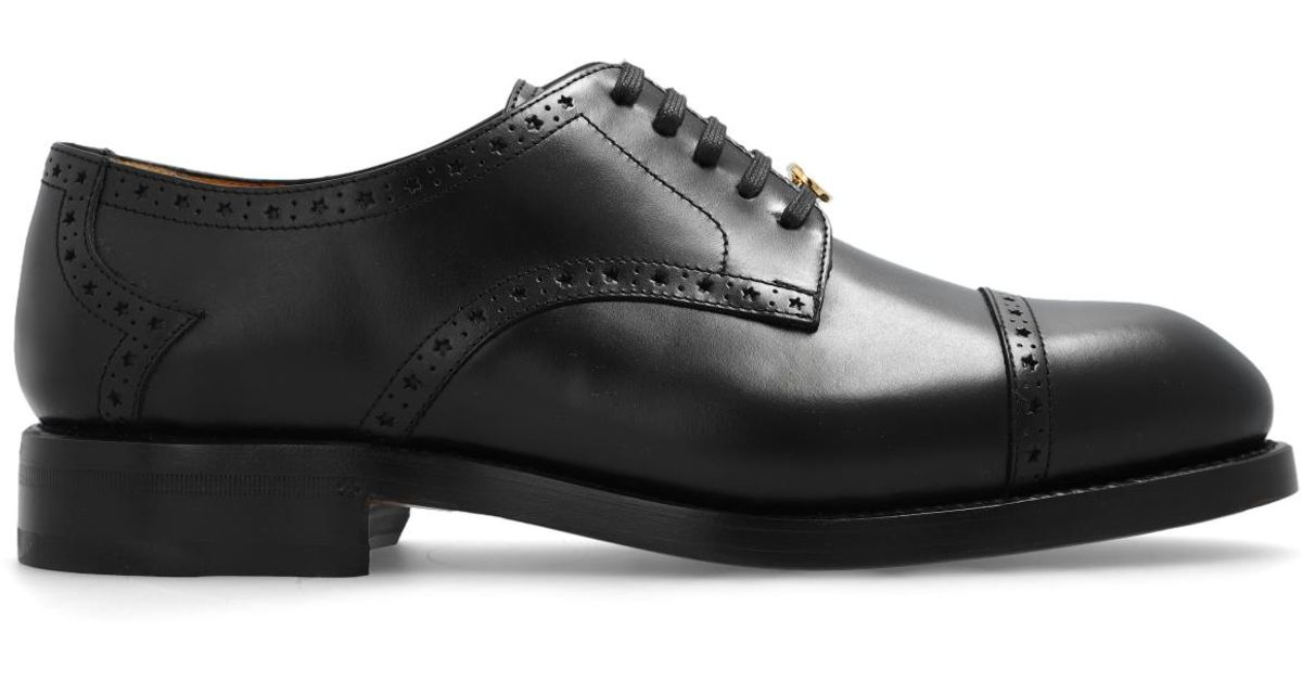 Gucci Leather Derby Shoes in Black | Lyst