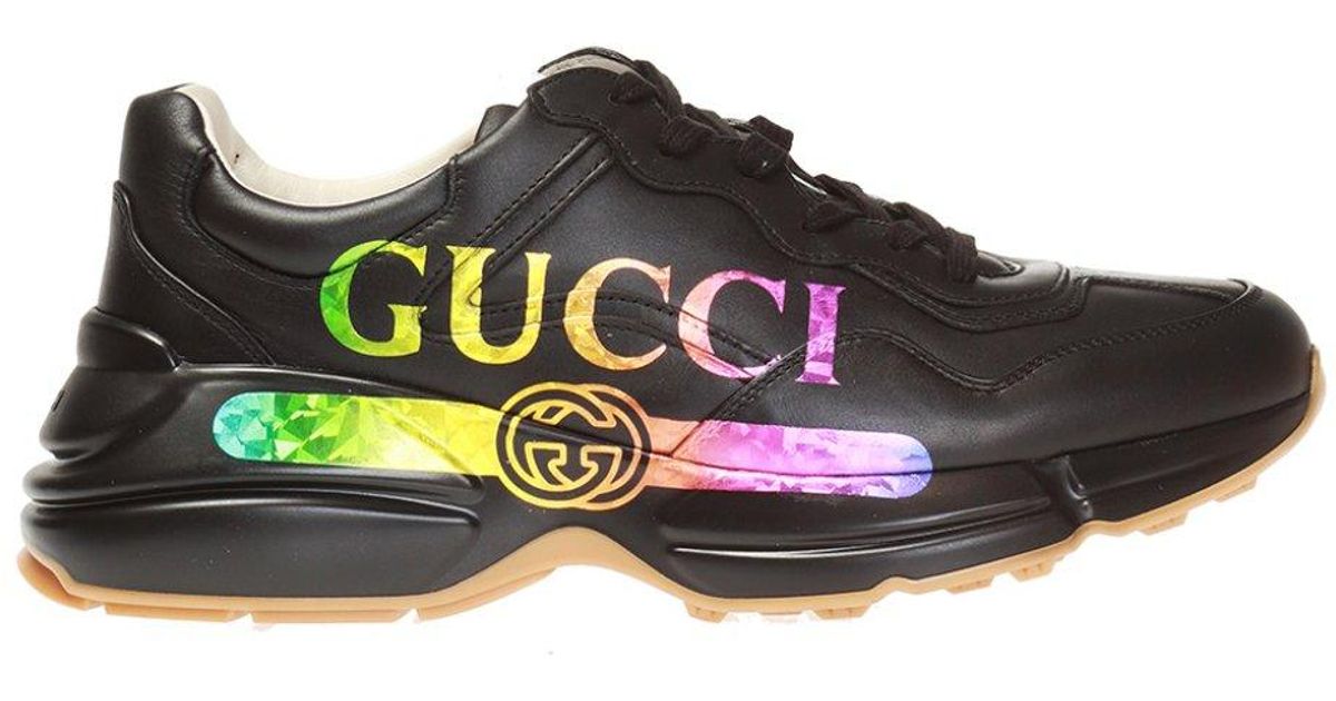 gucci black vintage rhyton sneakers