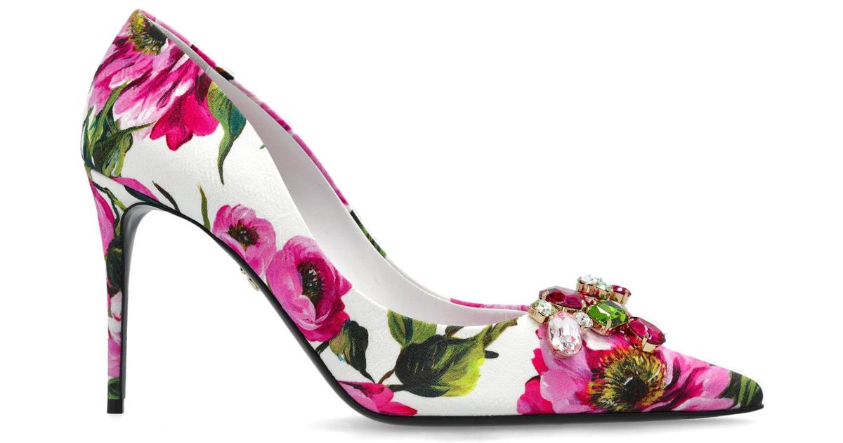 Dolce & Gabbana Floral Motif Heels in Pink | Lyst UK