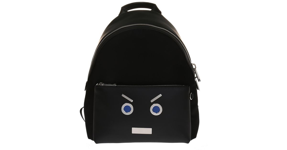 Fendi Leather Backpack With Decoration In Black For Men Lyst