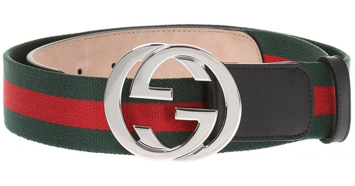 Gucci Synthetic 'web' Belt in Green for Men - Lyst