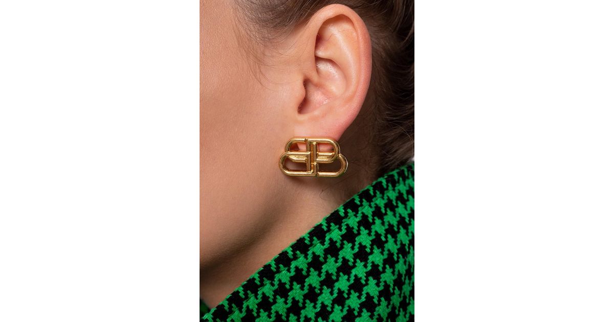 Balenciaga Bb Motif Earrings in Gold (Metallic) Lyst
