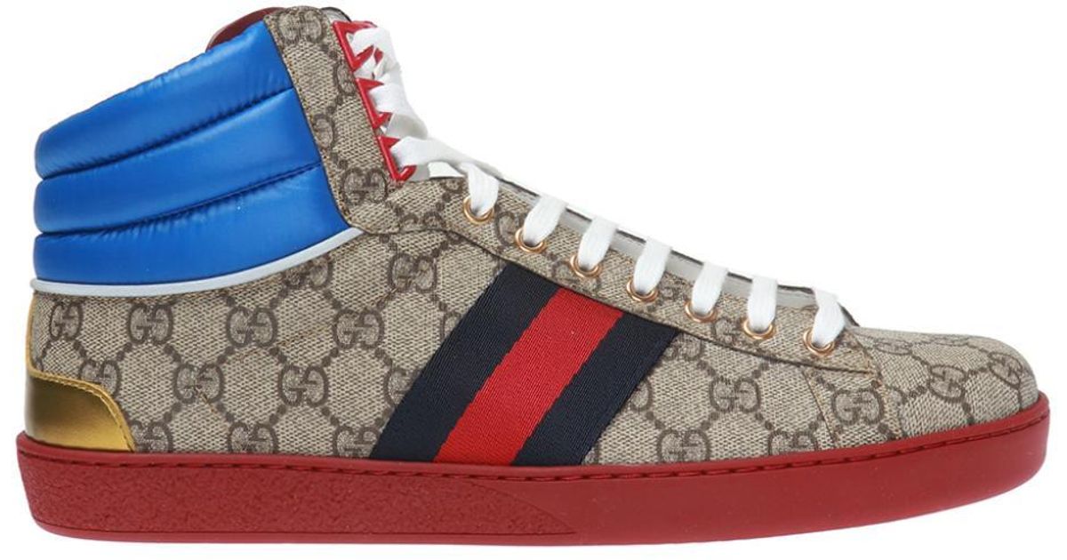 Gucci Ace GG High-top Sneakers in Brown for Men | Lyst