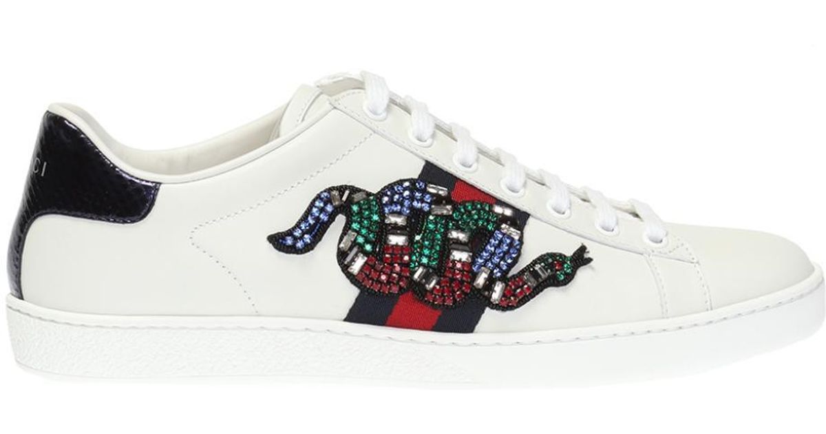 Gucci 'ace' Snake Motif Sneakers in 