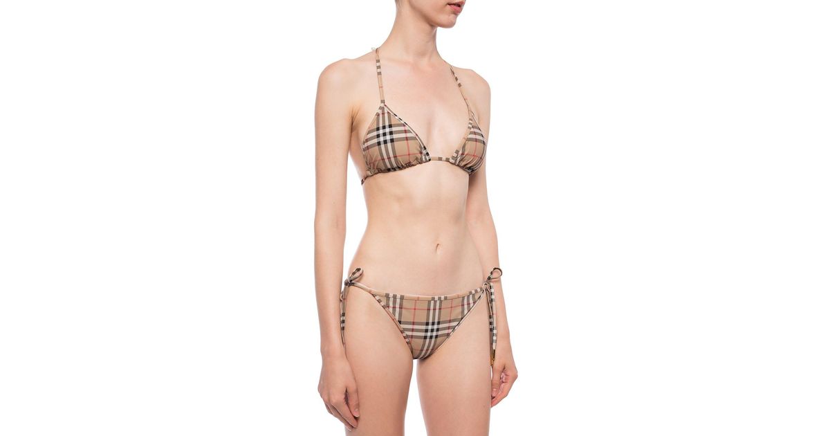 Burberry Two-piece Swimsuit in Natural | Lyst