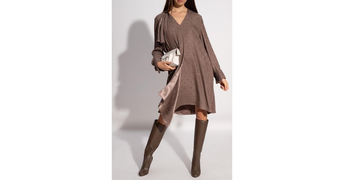 Fendi Silk Dress in Brown | Lyst