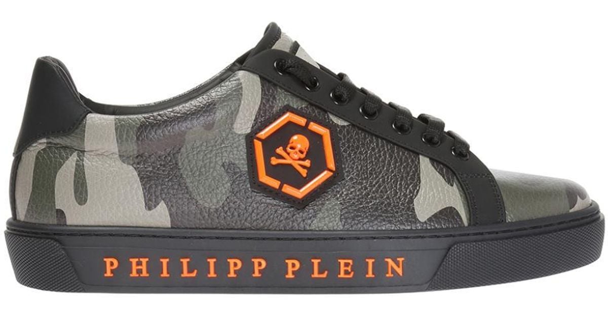 Philipp Plein Leather Camo Sneakers in 