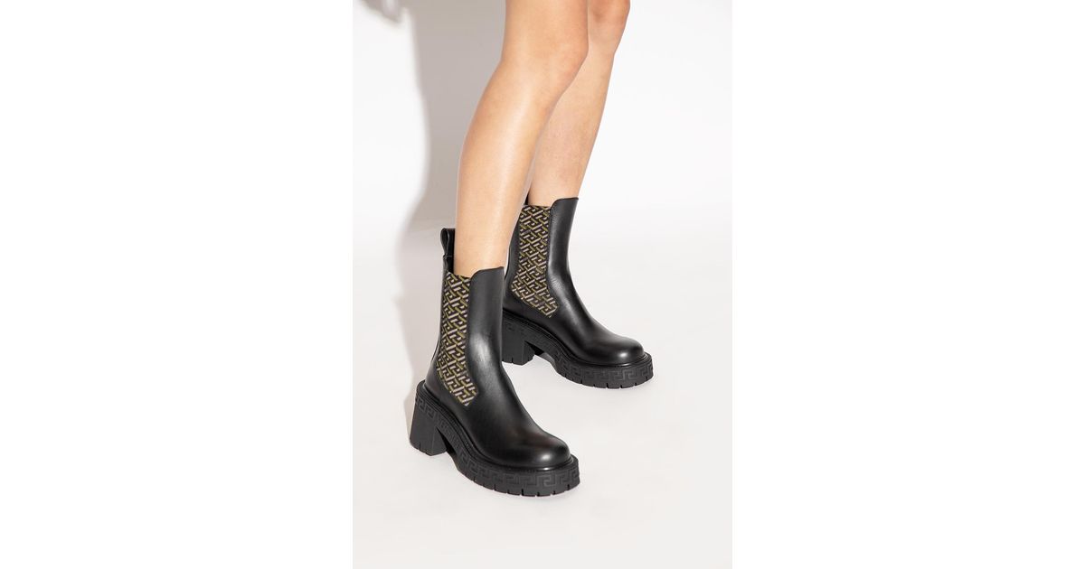 Versace Heeled Chelsea Boots in Black 