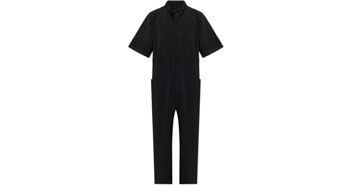 Homme Plissé Issey Miyake Pleated Jumpsuit in Black for Men | Lyst