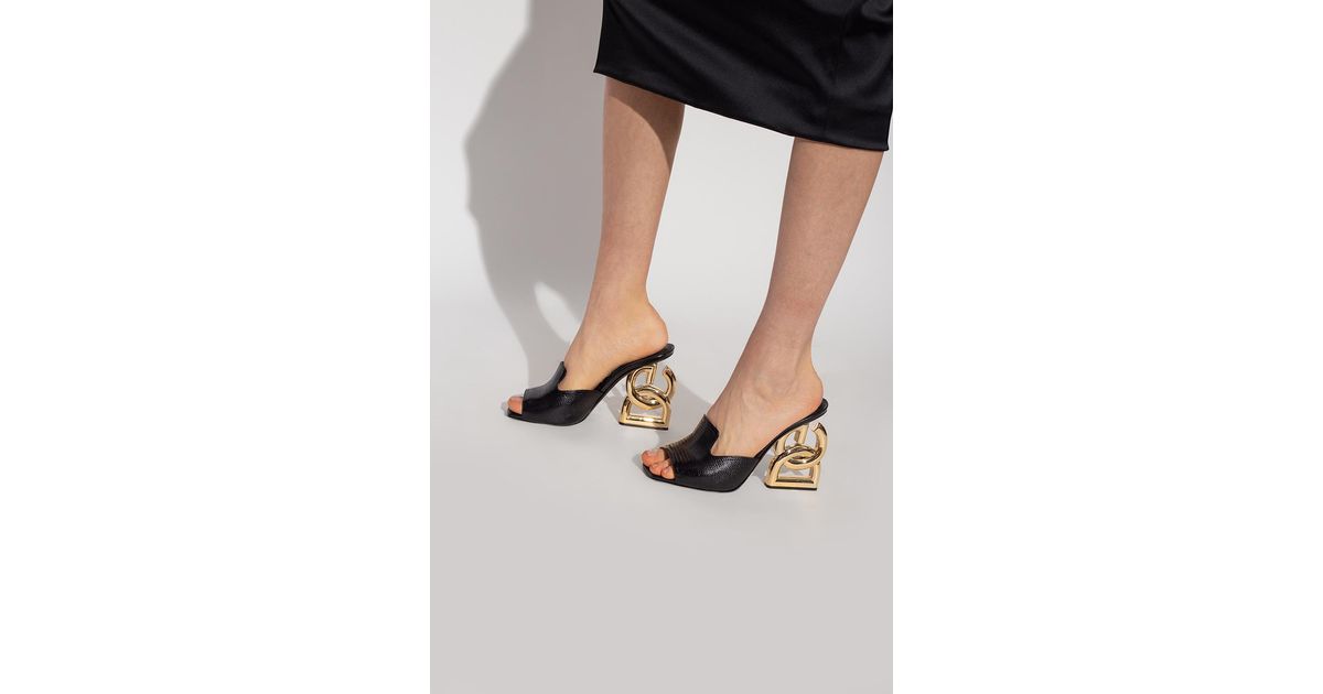 Dolce & Gabbana Heeled Mules in Black | Lyst Canada