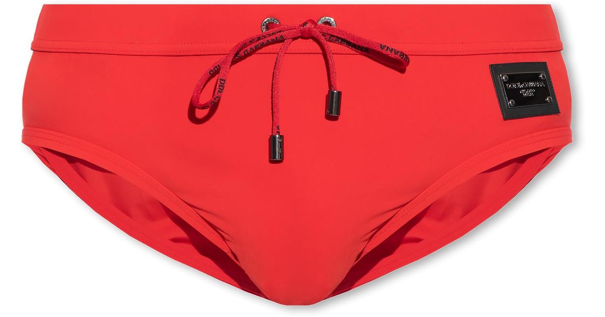 Dolce & Gabbana Swimming Briefs in Red | Lyst