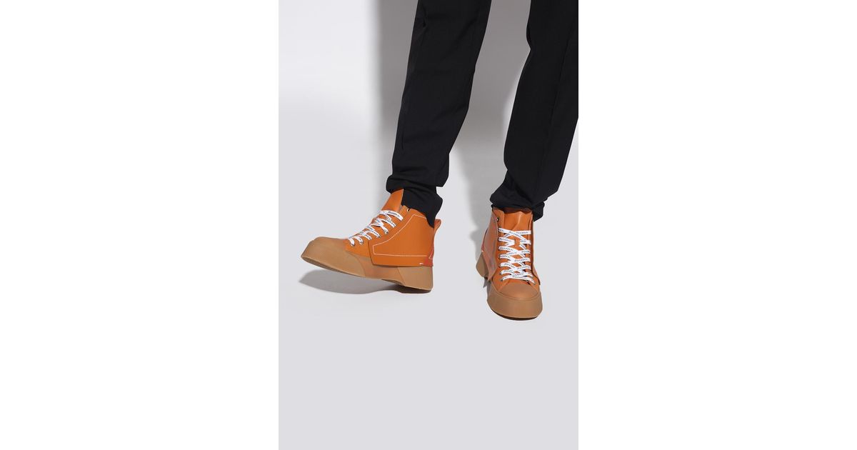 JW Anderson Leather High-top Sneakers in Orange for Men | Lyst
