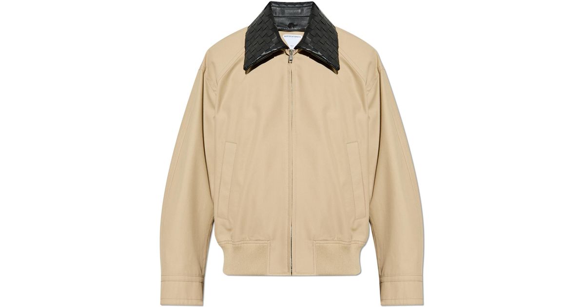 Bottega Veneta Jacket With Leather Collar in Natural for Men