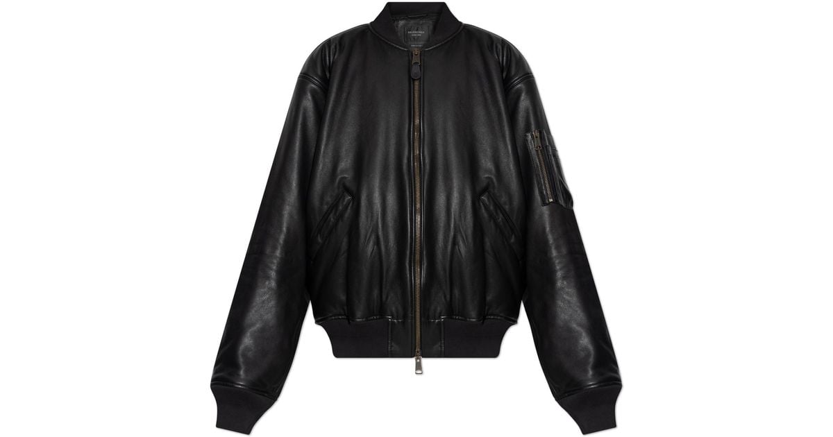 Balenciaga Leather Jacket Type Bomber in Black Lyst Australia