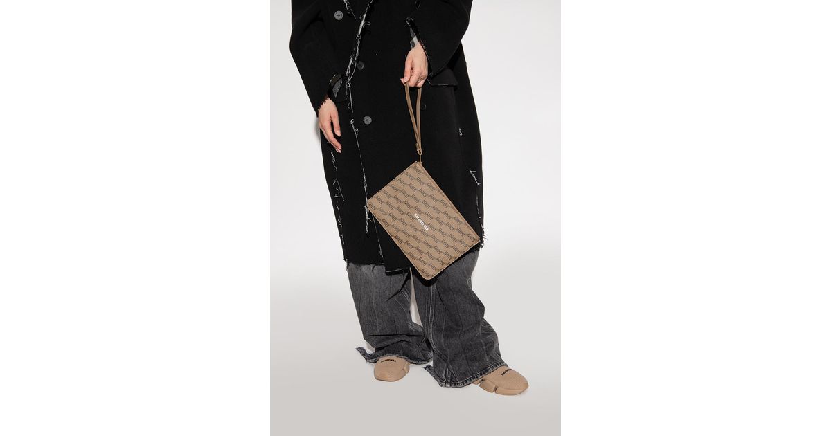 Balenciaga Monogrammed Pouch in Natural Lyst